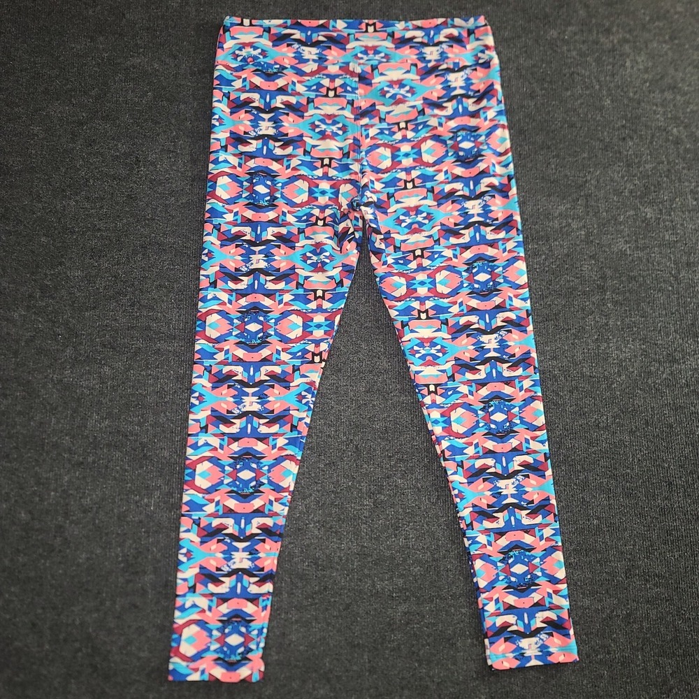 LuLaRoe‎ TC Leggings Tall & Curvy Aztec Geometric Print Blue Pink Stretch Pants